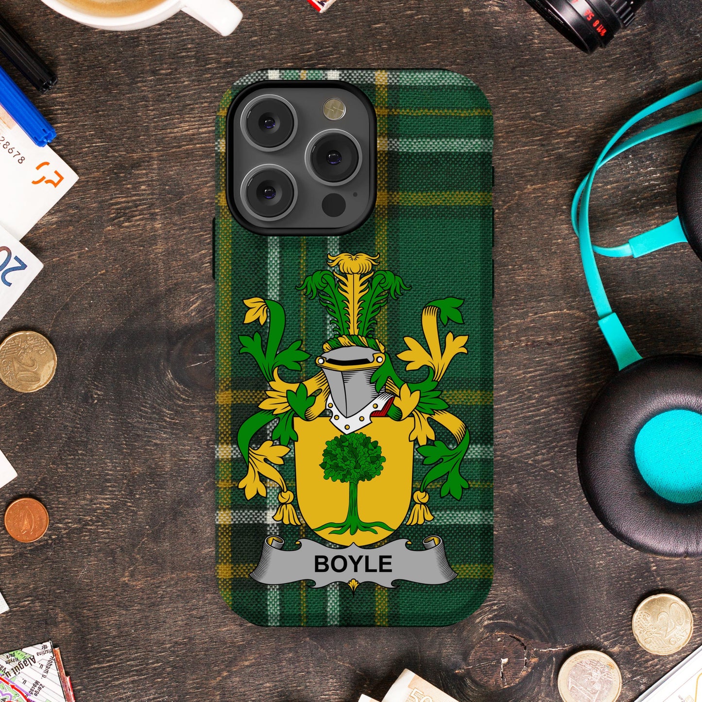 Boyle Irish Surname Family Crest Cell phone cover - Celtic Ancestry Gifts