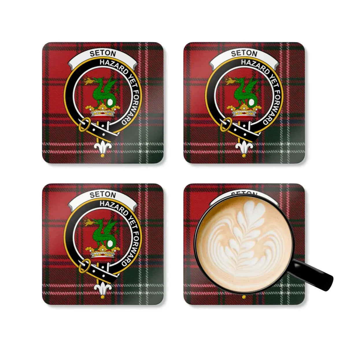 Seton Hazard Yet Forward Red Tartan Coaster product