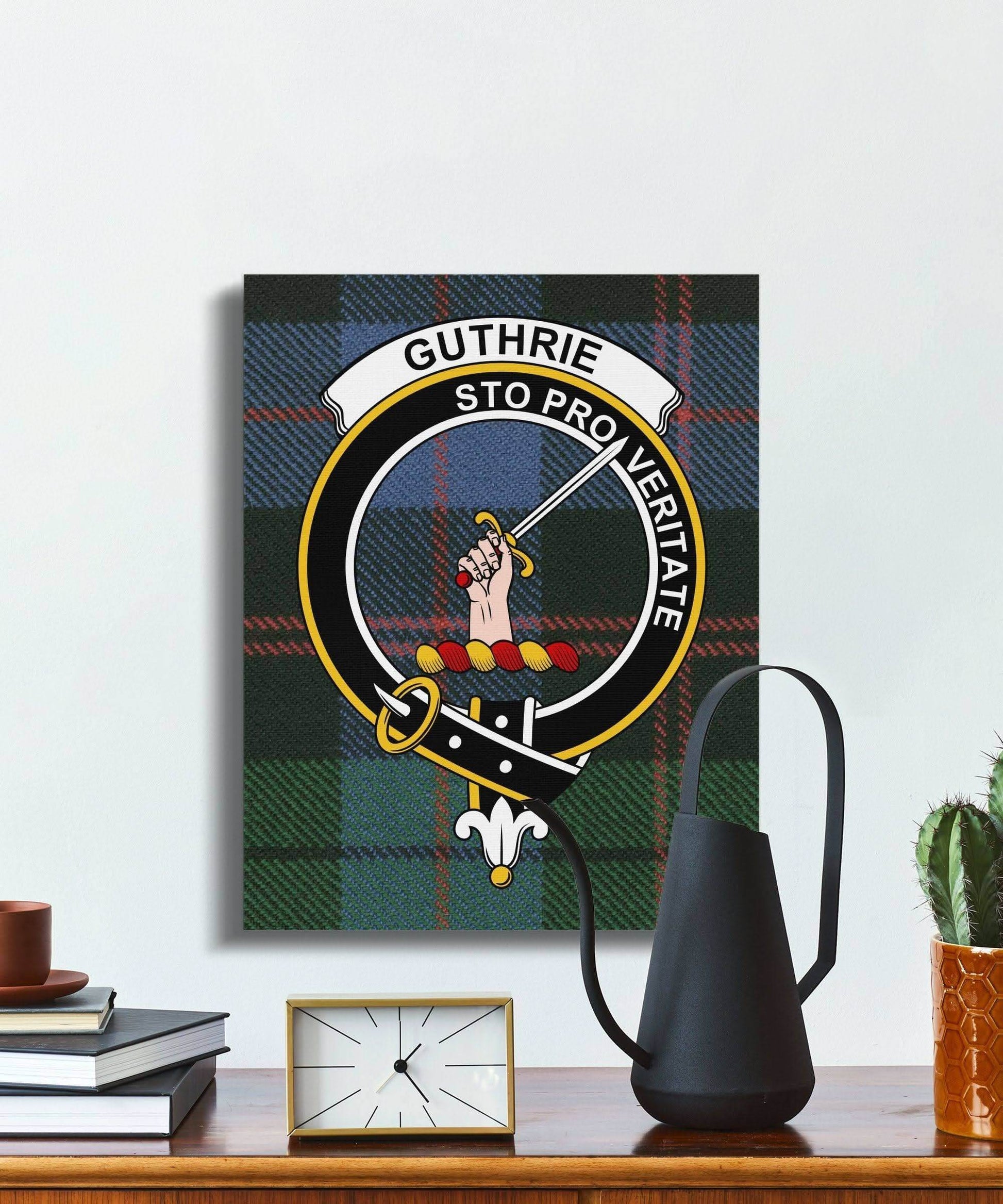 Guthrie Scottish Tartan Crest Canvas Wrap - Celtic Ancestry Gifts
