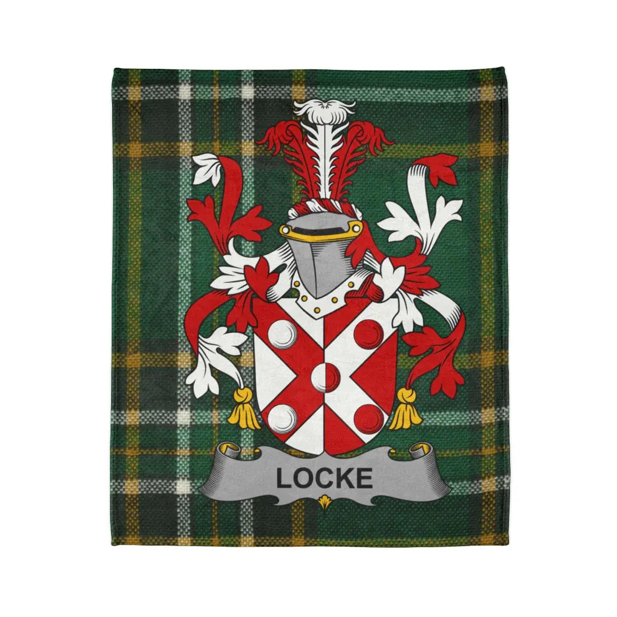 Locke Coat of Arms Green Plaid Pattern Blanket product