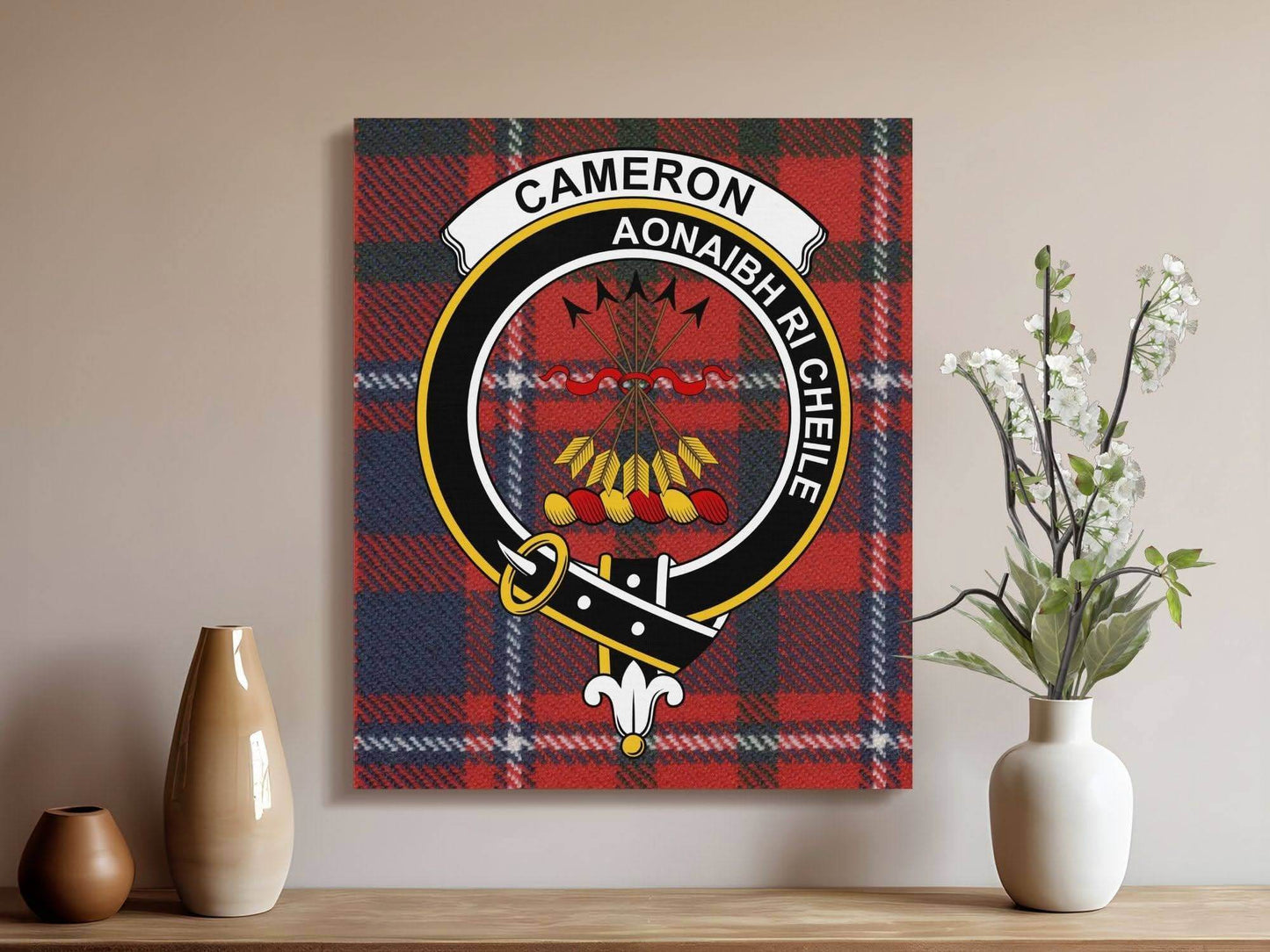 Cameron Scottish Tartan Crest Canvas - Celtic Ancestry Gifts