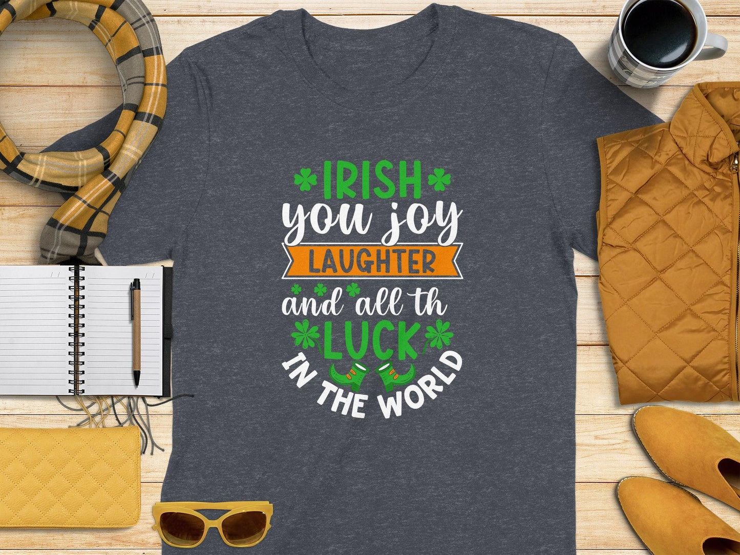 Irish Laughter Luck Shamrock Green Graphic T-shirt - Celtic Ancestry Gifts