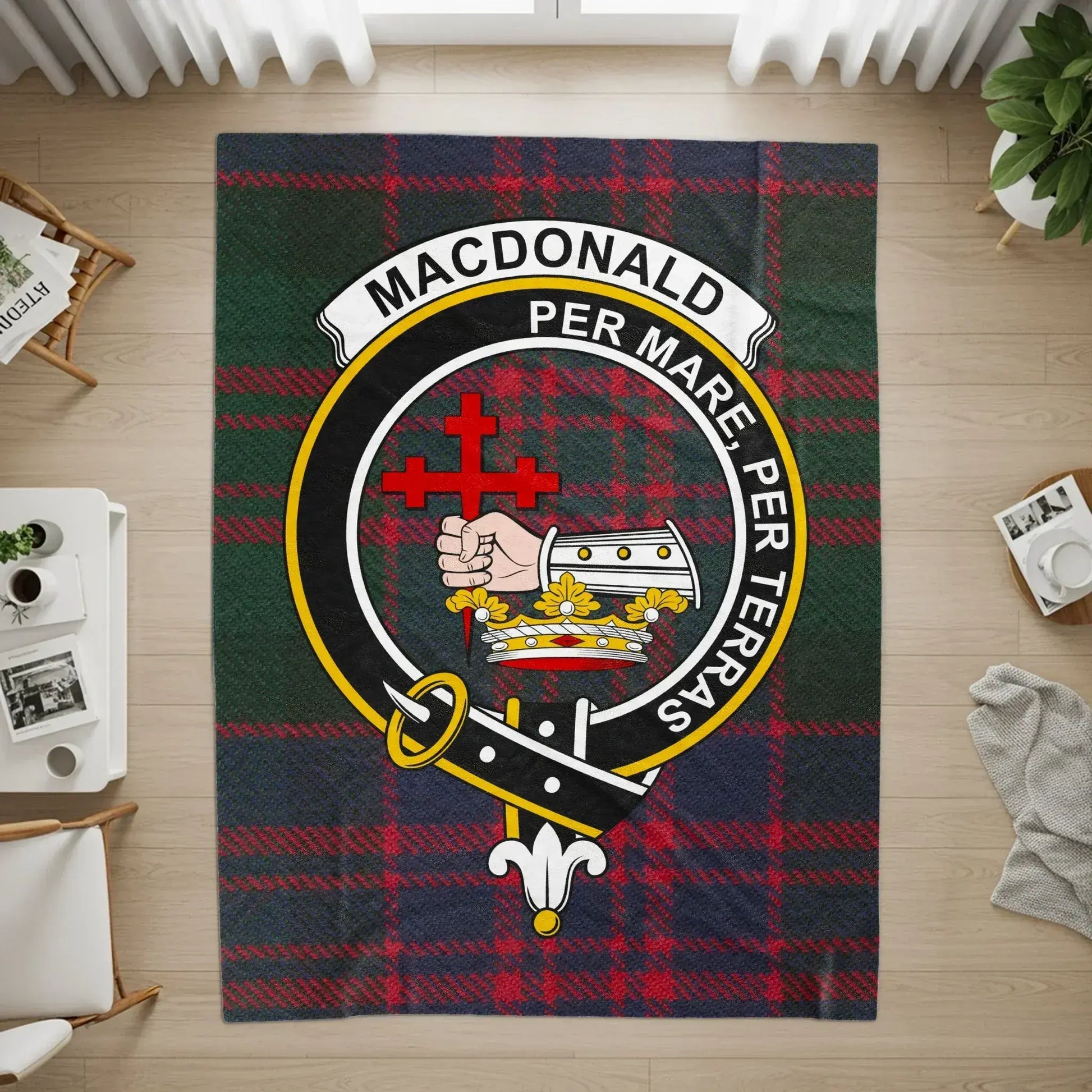 Macdonald Per Mare Per Terras Clan Crest tartan rug product type