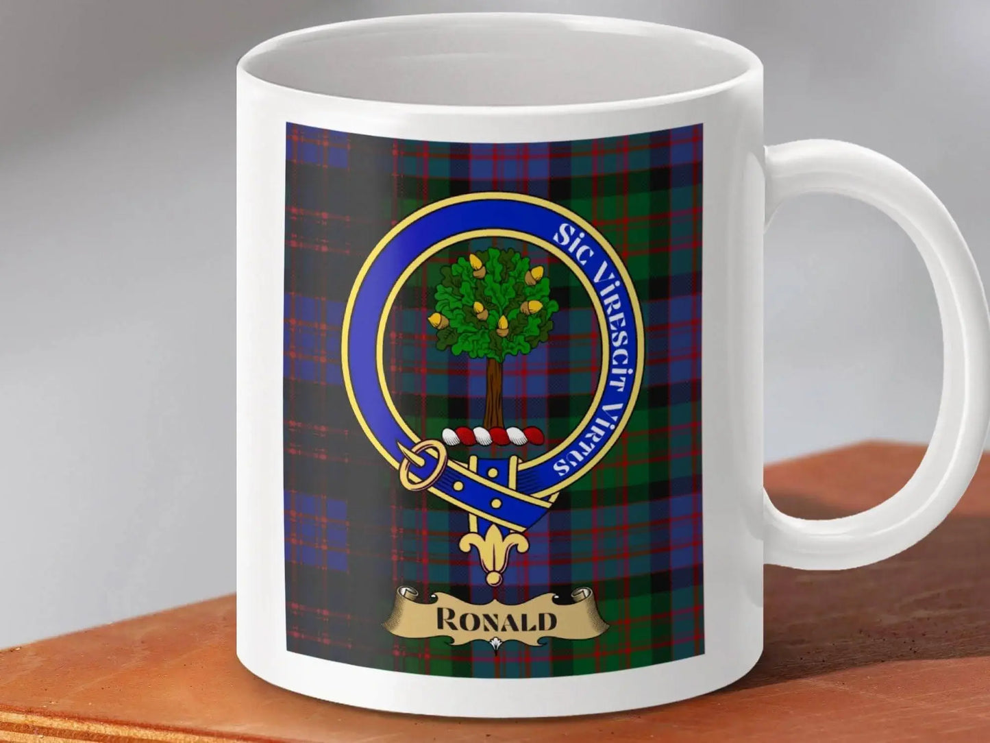 Clan Crest Tartan with Name Ronald Mug product