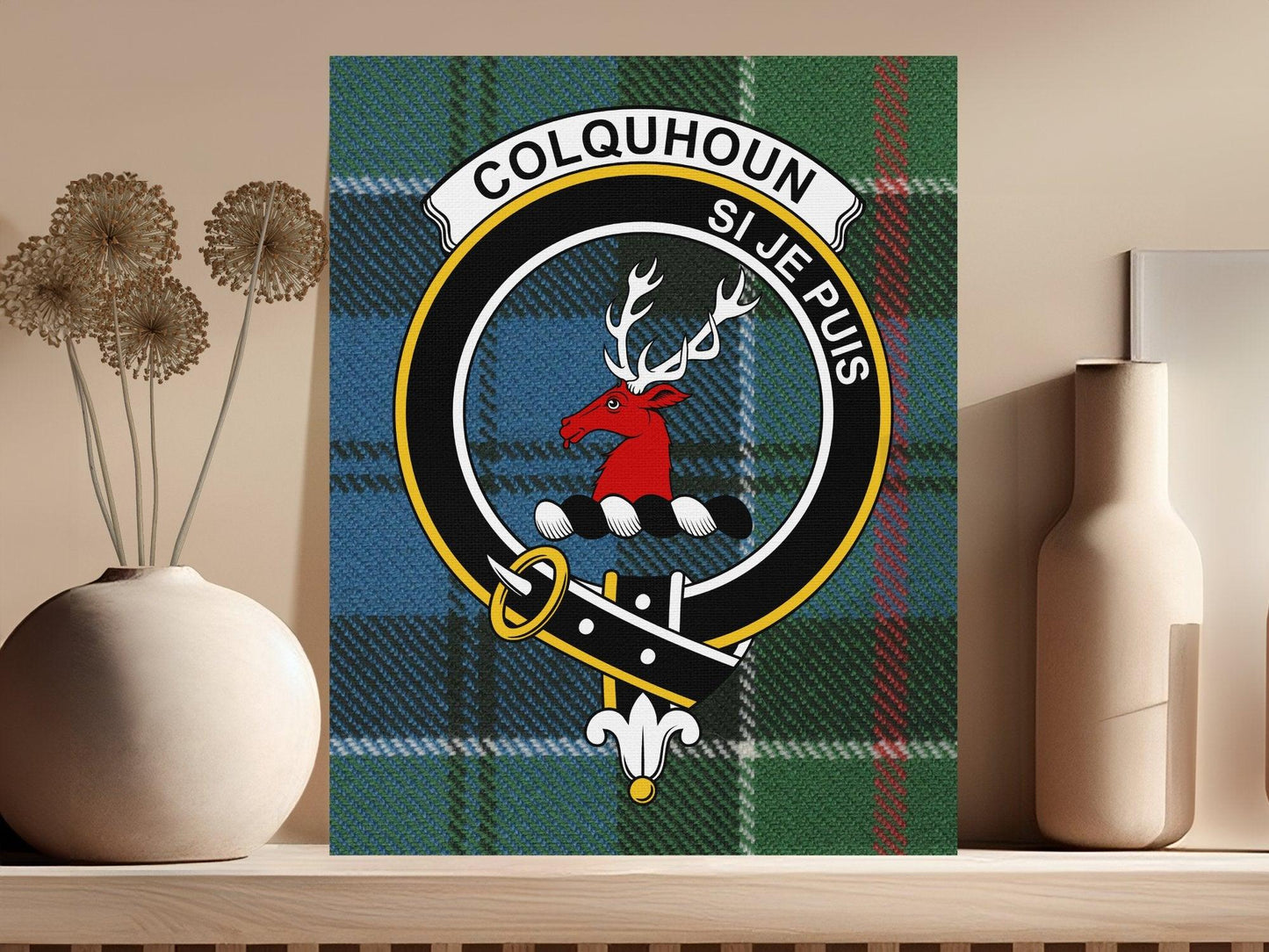 Colquhoun Clan Crest Tartan Pattern Canvas Print product