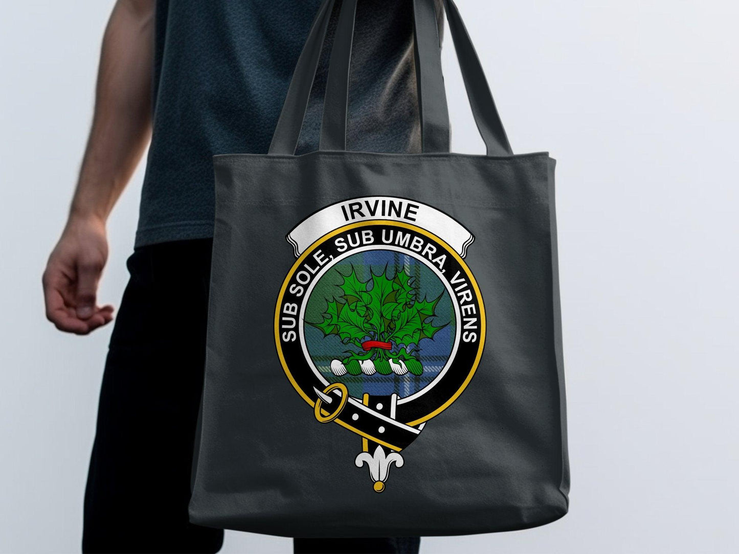 Irvine Scottish Clan Crest Tartan Tote Bags - Celtic Ancestry Gifts