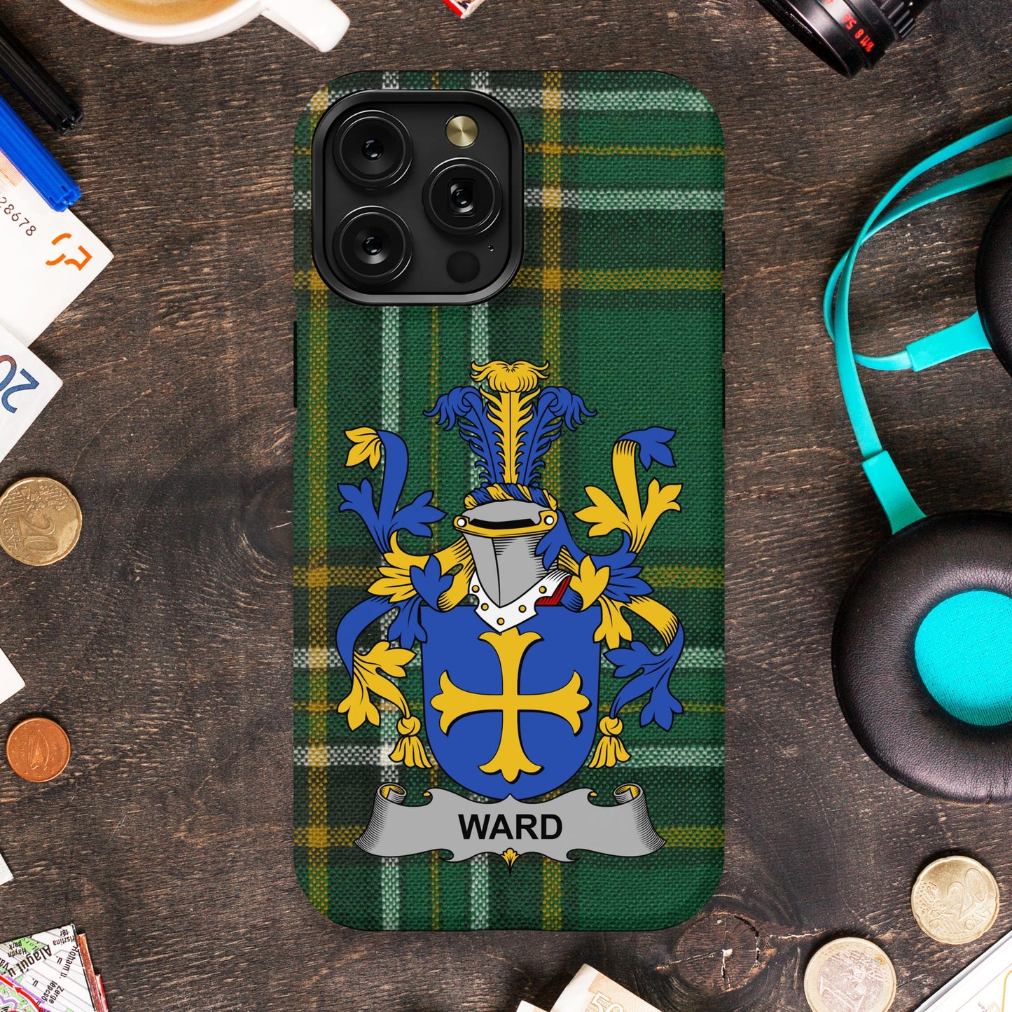 Ward Coat of Arms Green Plaid Phone Case product