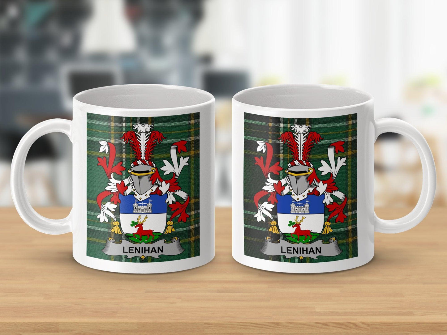 Lenihan Family Crest Customizable Coffee Mug, Personalized Irish Heritage Cup, Gift Idea for Family Reunion