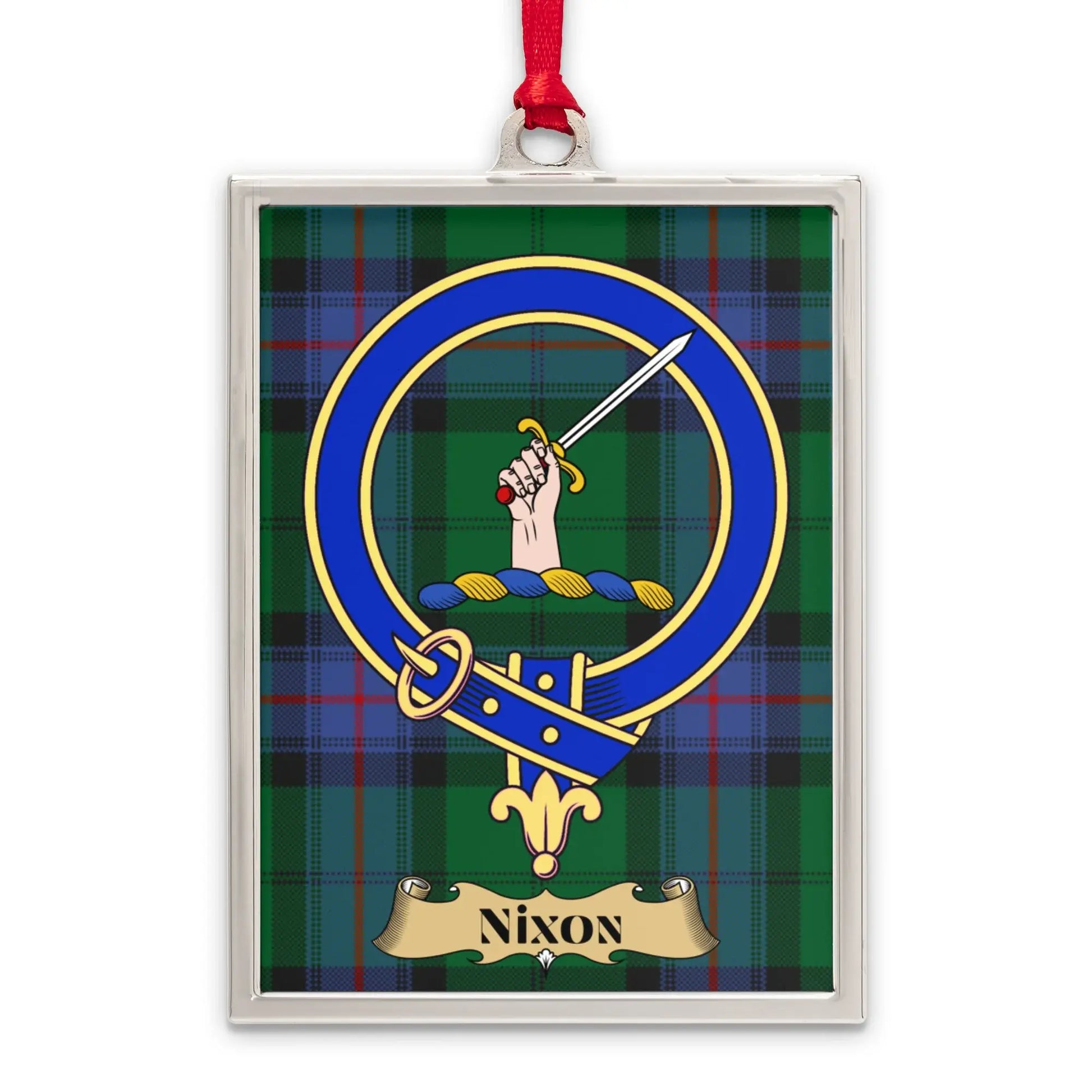 Nixon Scottish Clan Crest Plaid Pattern Hanging Ornament Product