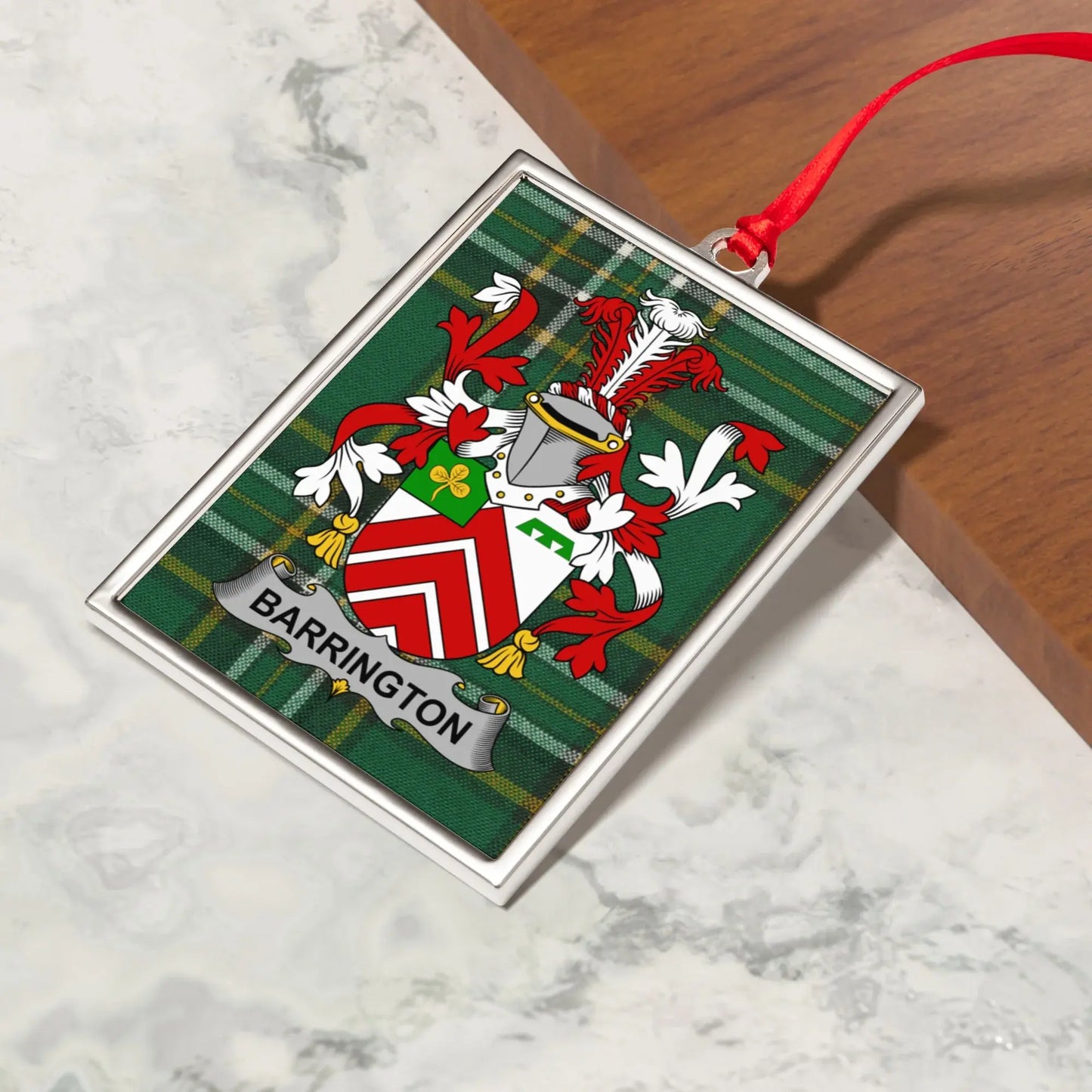 Barrington Tartan Shield Family Crest Ornament product