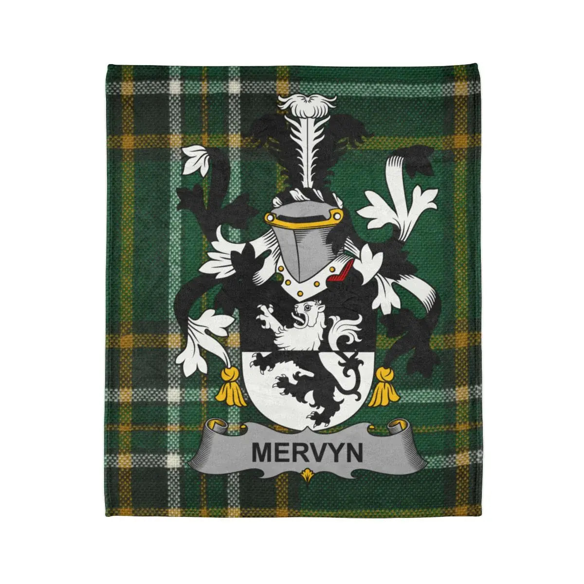 Mervyn Family Crest Green Plaid Tartan Blanket product