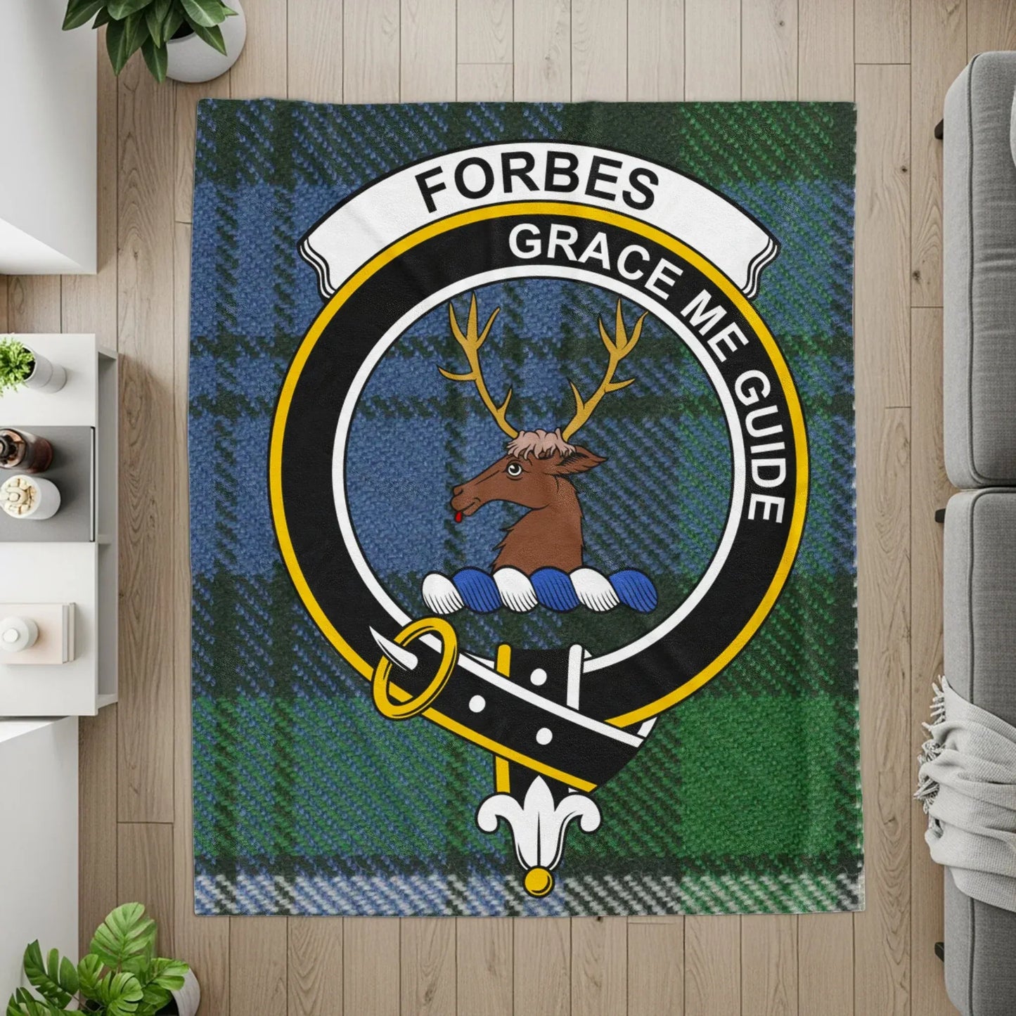 Grace Me Guide Stag Emblem Plaid Check Blanket product