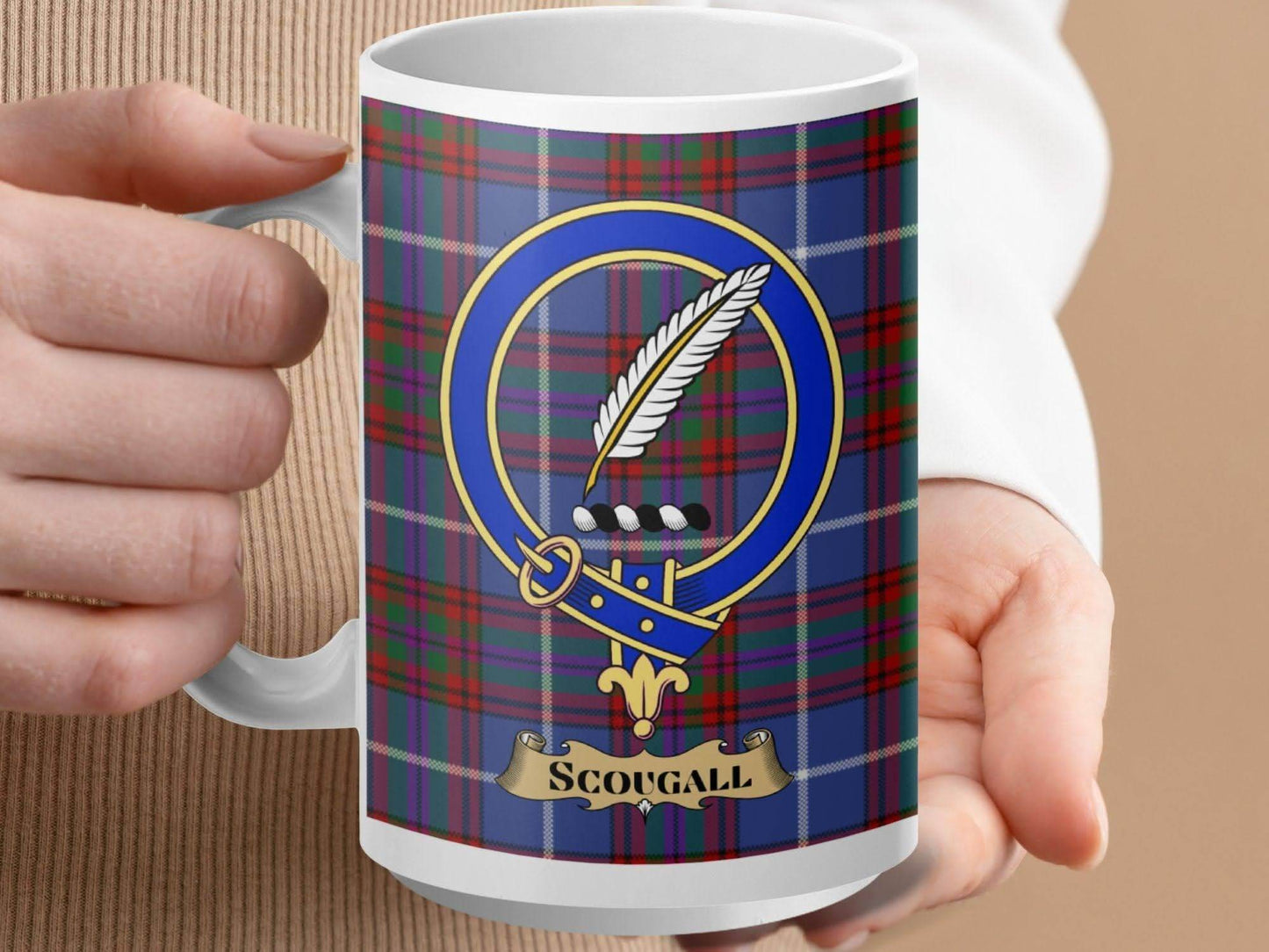 Scougall Clan Tartan Mug with Crest Design product