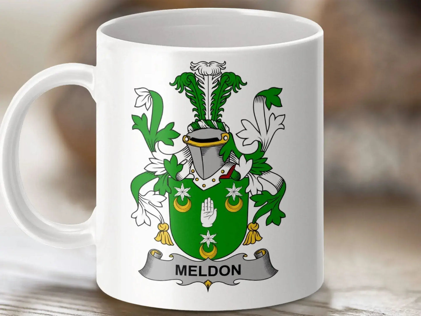 Meldon Family Crest Heraldry Design Mug product type