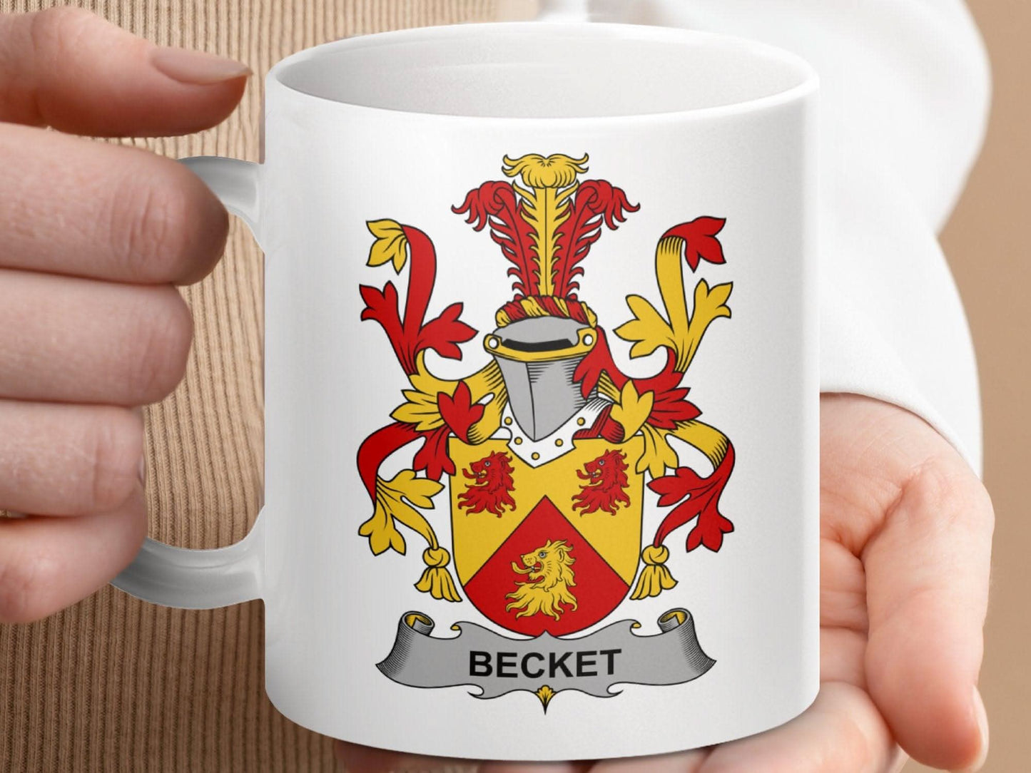 Becket Family Coat of Arms Crest Mug - Celtic Ancestry Gifts
