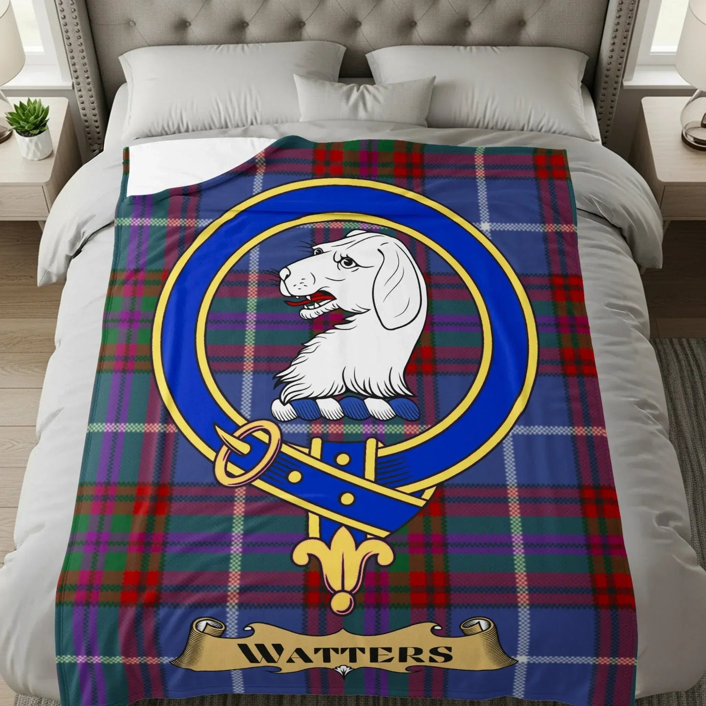 Scottish Family Clan Crest Plaid Blanket bedding product type