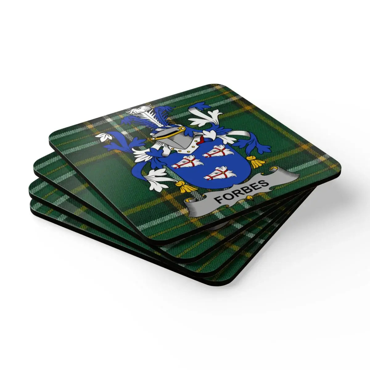 Scottish Clan Forbes Crest Tartan Coaster Set product type