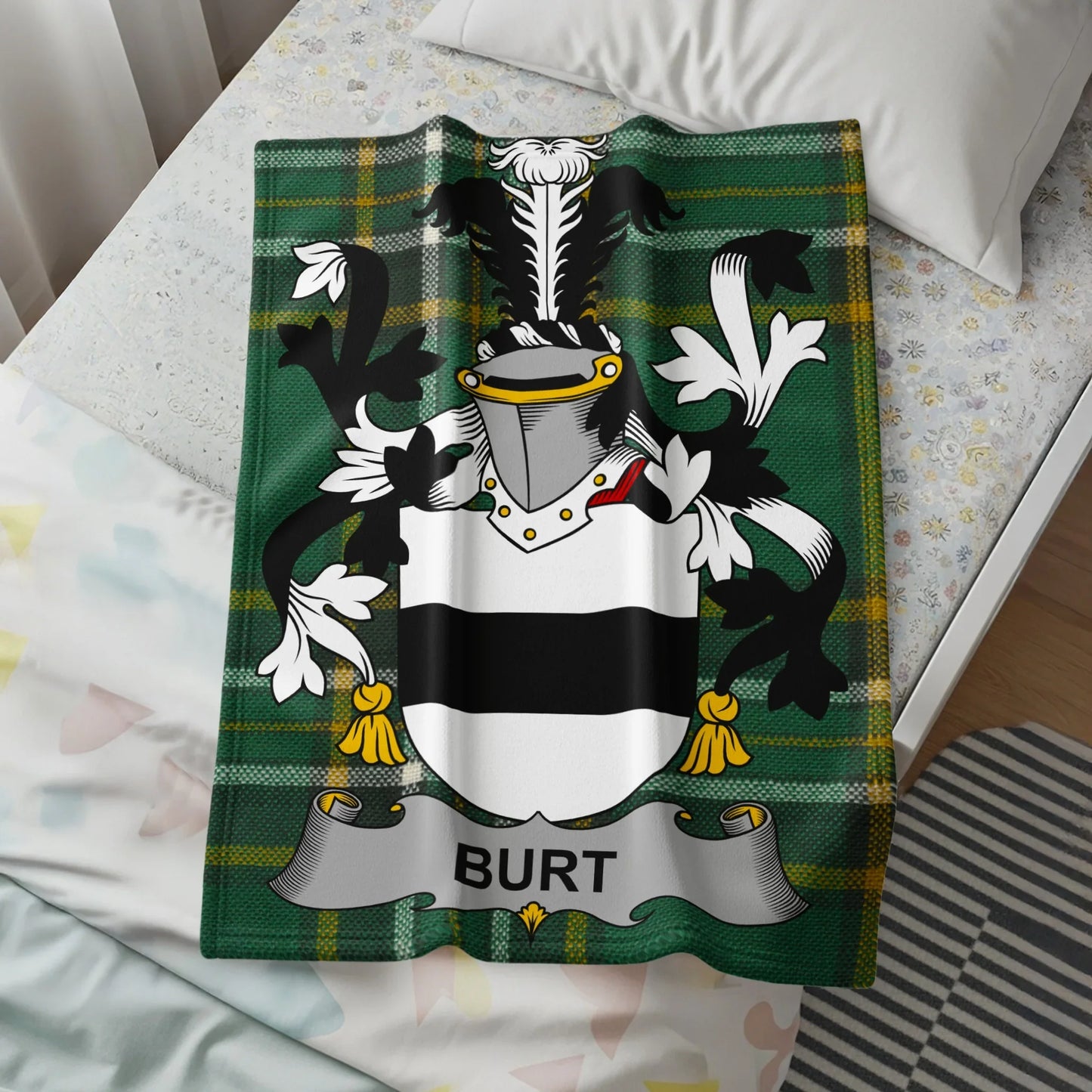 Burt Family Crest with Medieval Armor Blanket product type