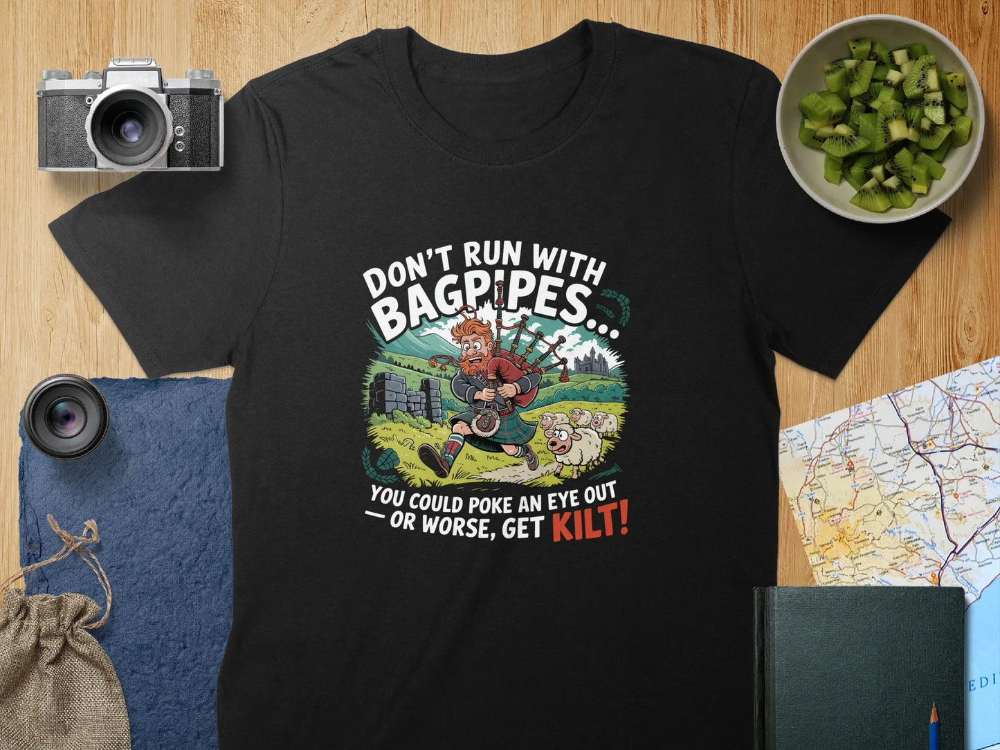 Don't Run With Bagpipes Funny Highlander T-shirt product