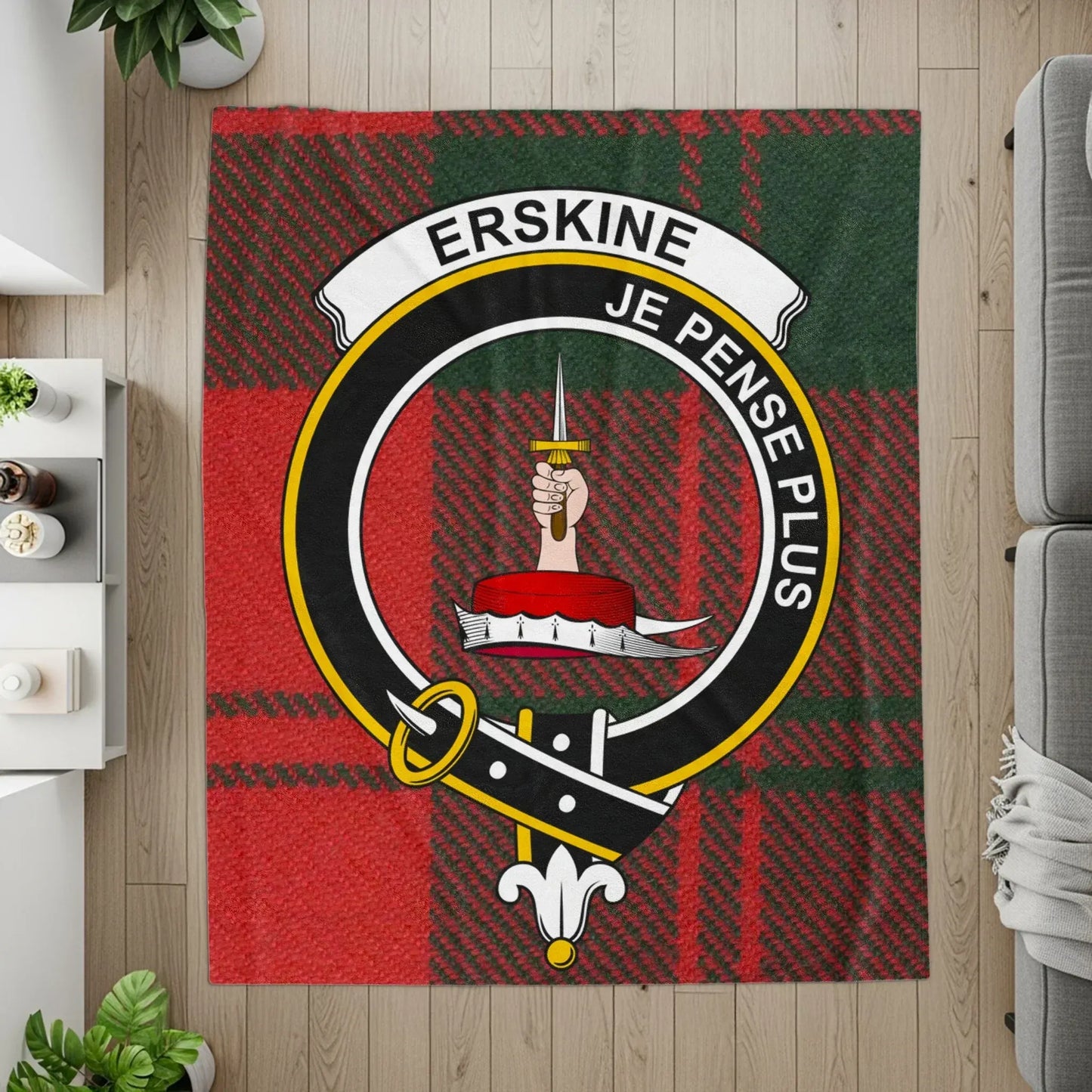 Erskine Je Pense Plus Clan Crest Plaid Blanket product