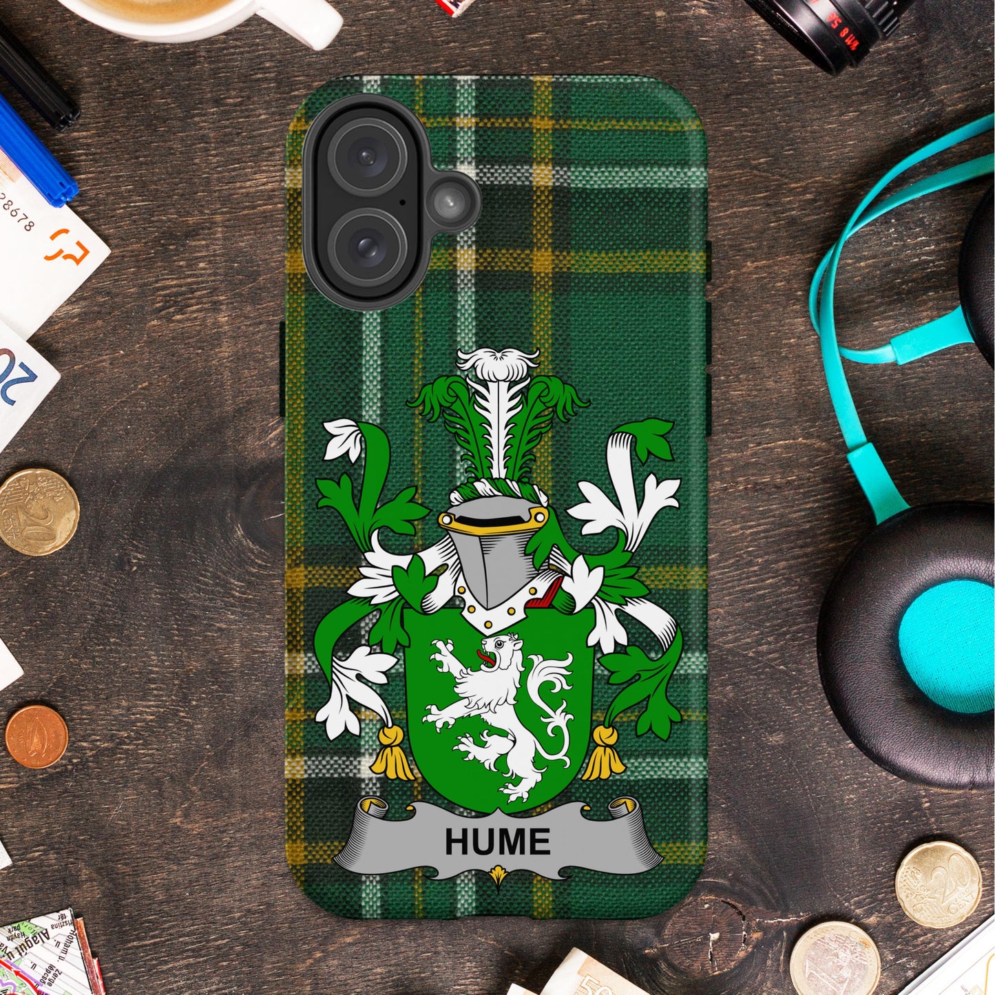 Hume Family Crest Green Tartan Phone Case product