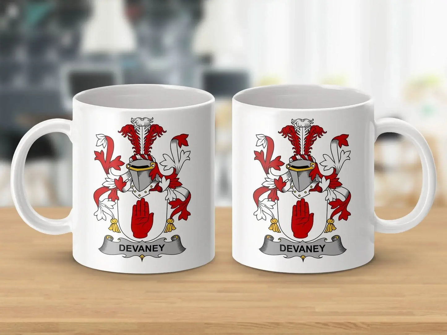 Devaney Surname Irish Family Crest Mug - Celtic Ancestry Gifts