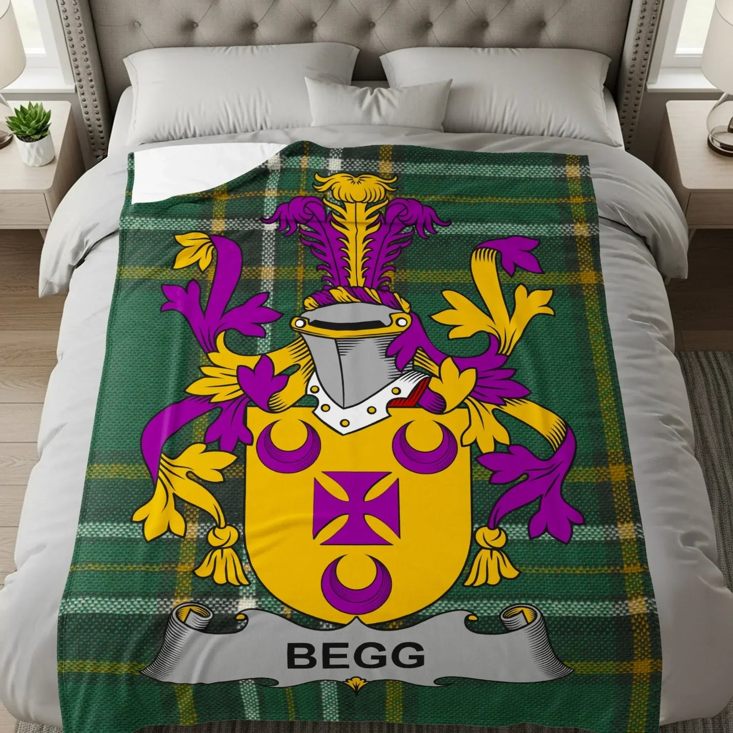 Personalized Family Crest Plaid Throw Blanket product