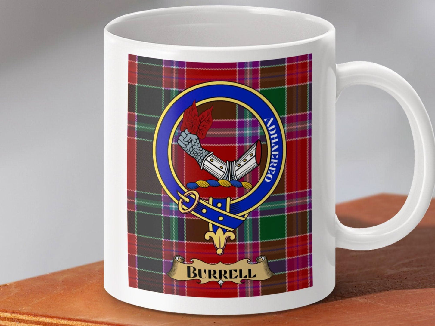 Burrell Scottish Clan Crest Tartan Design Mug product type