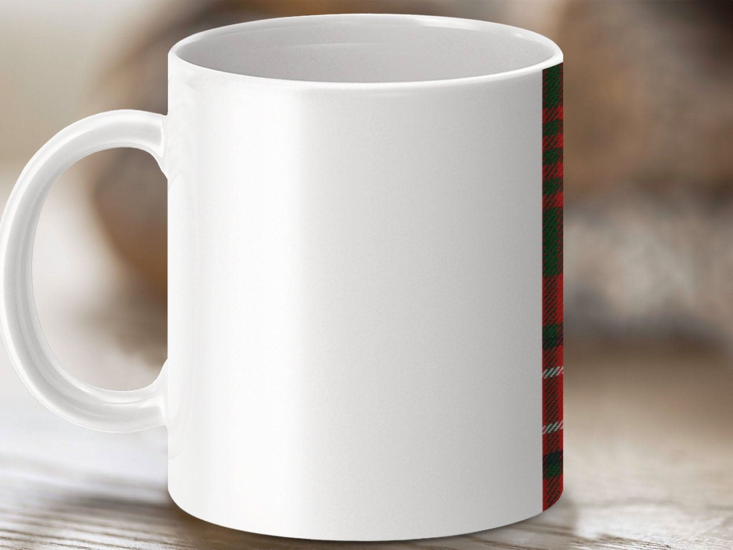 Festive Plaid Design Classic White Ceramic Mug product type