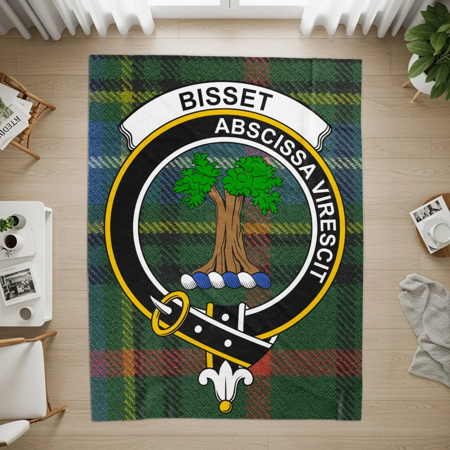 Bisset Family Crest Tartan Design Area Rug product