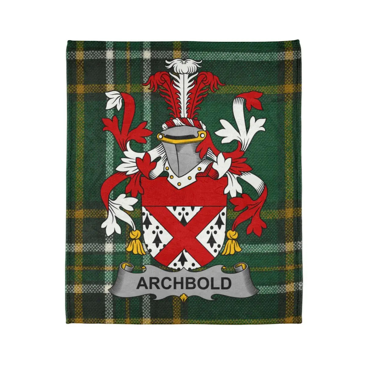Archbold Coat of Arms Emblazoned Tartan Blanket product type
