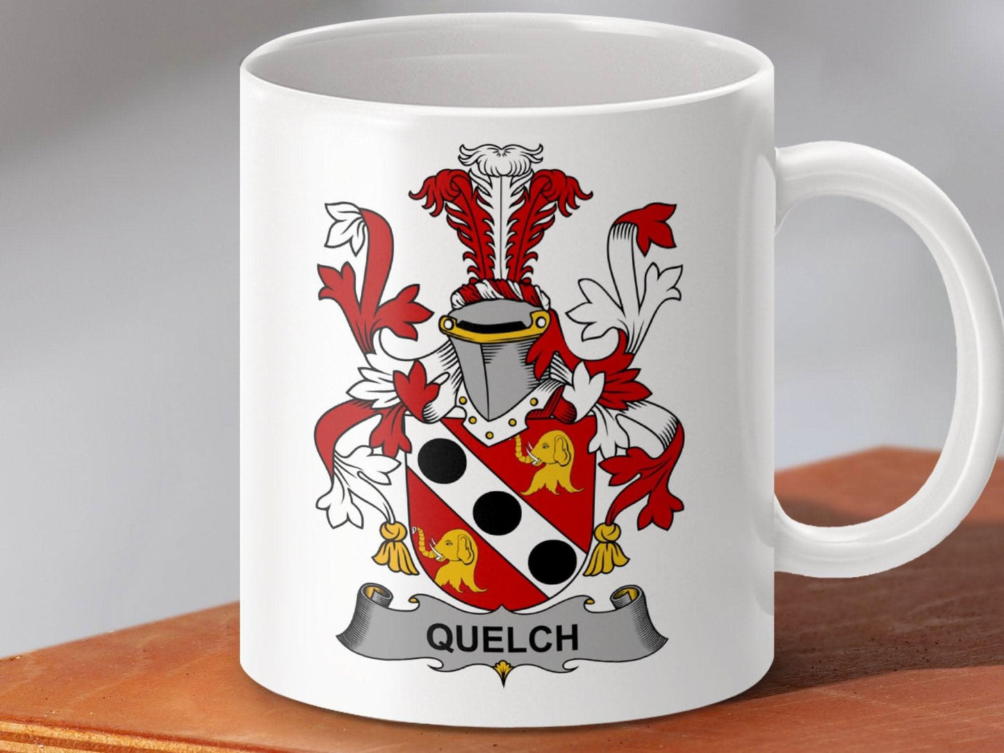Quelch Family Crest Unique Heraldry Mug - Celtic Ancestry Gifts