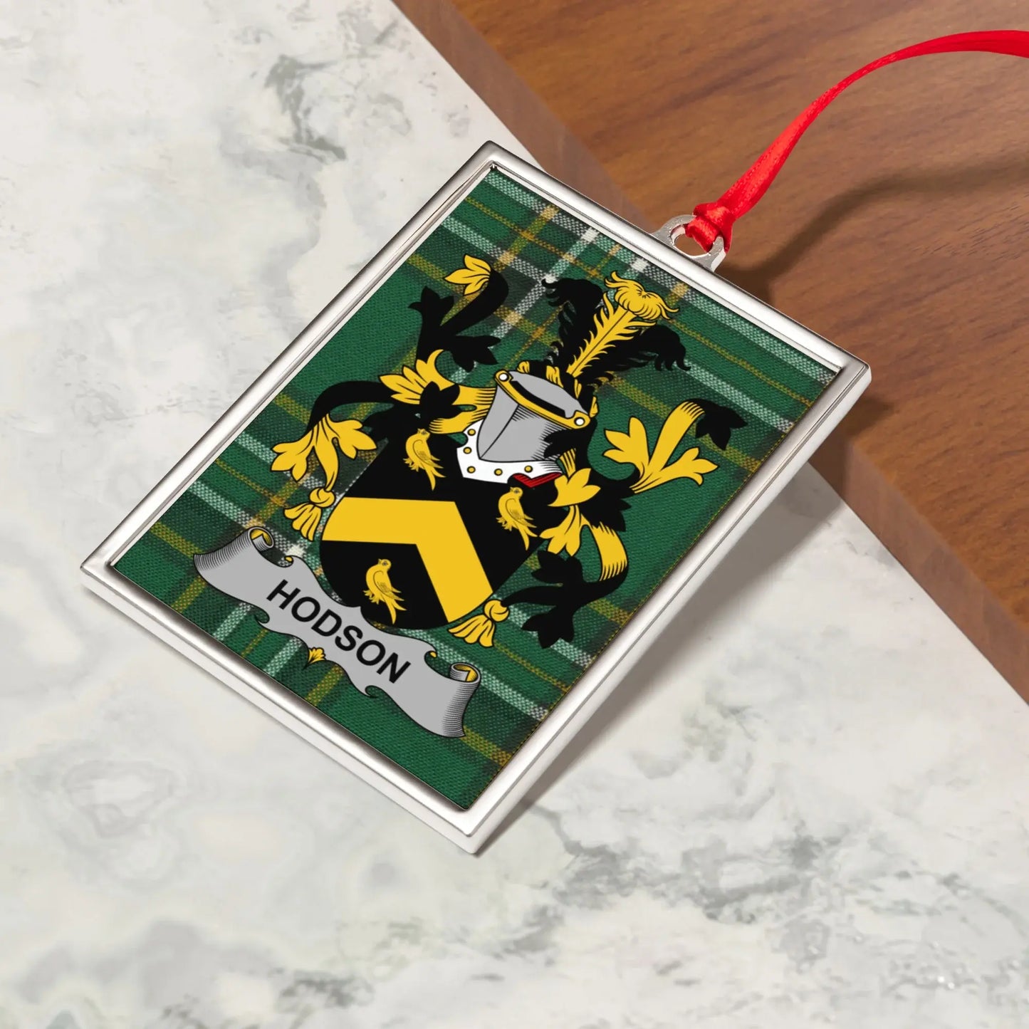 Custom Hodson Green Tartan Crest Ornament product