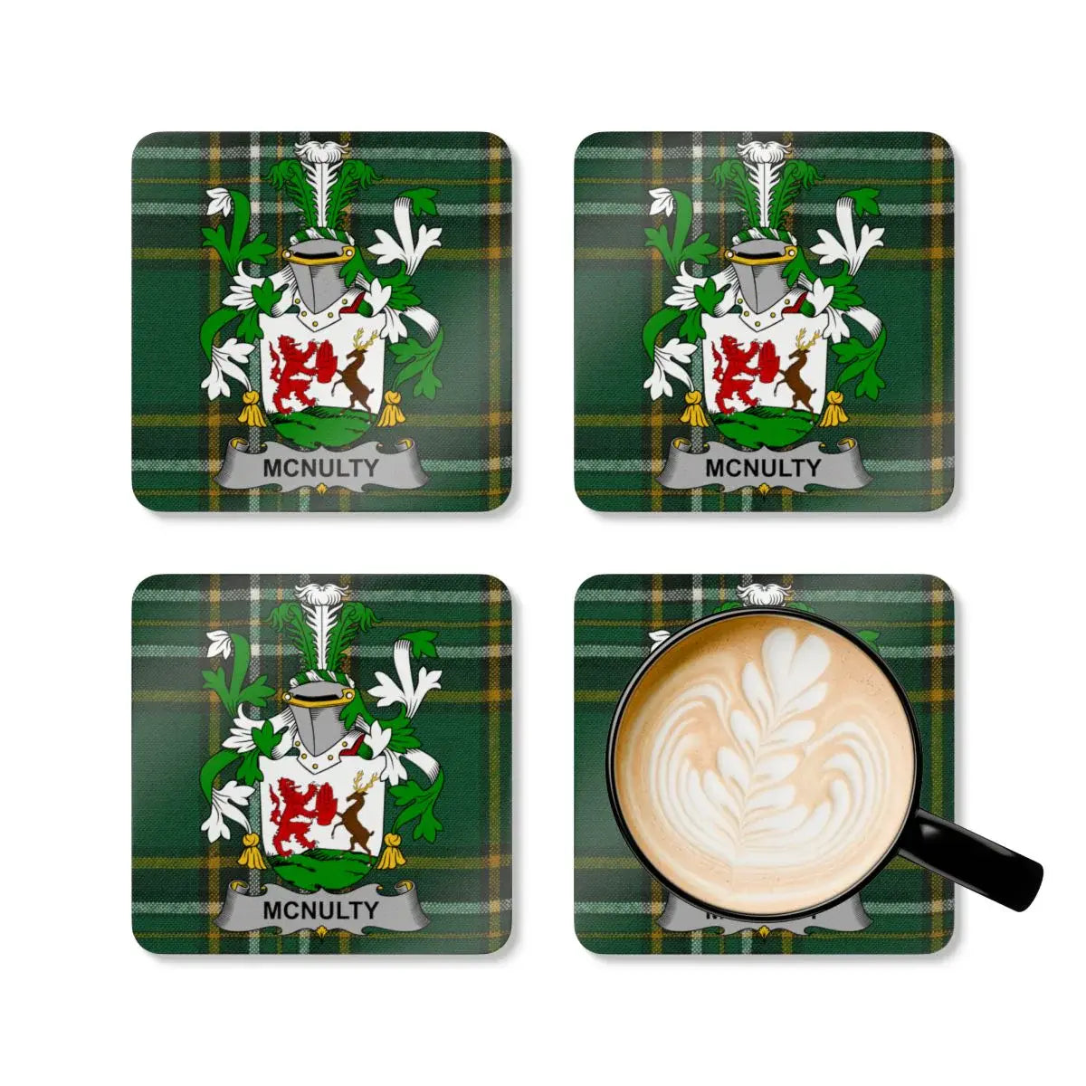McNulty Crest Green Plaid Coaster Set home decor product