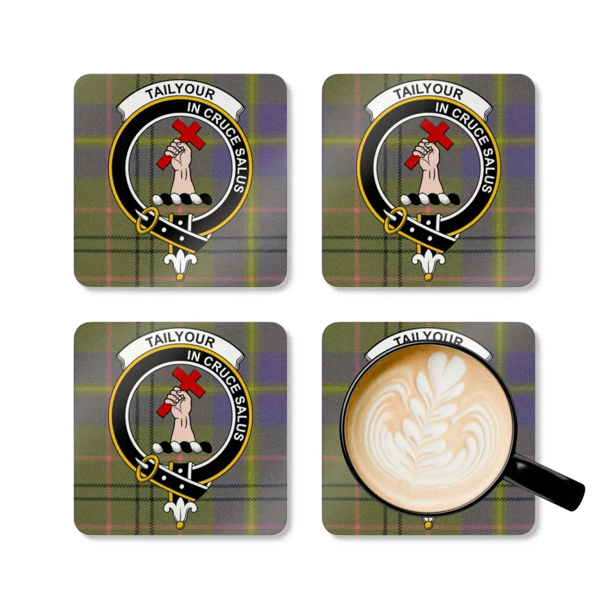 Tail Your In Cruce Salus Plaid Coaster product type