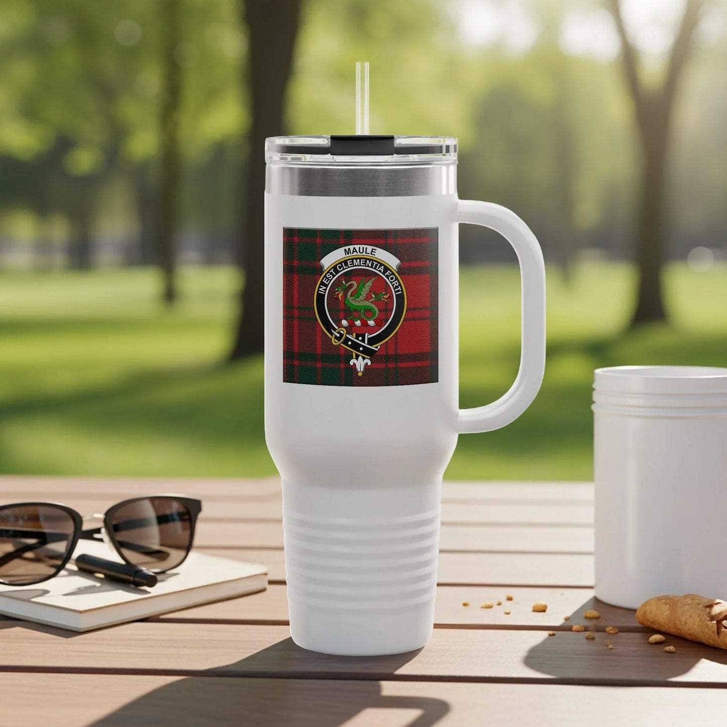Clan Badge White Travel Tumbler with Handle product