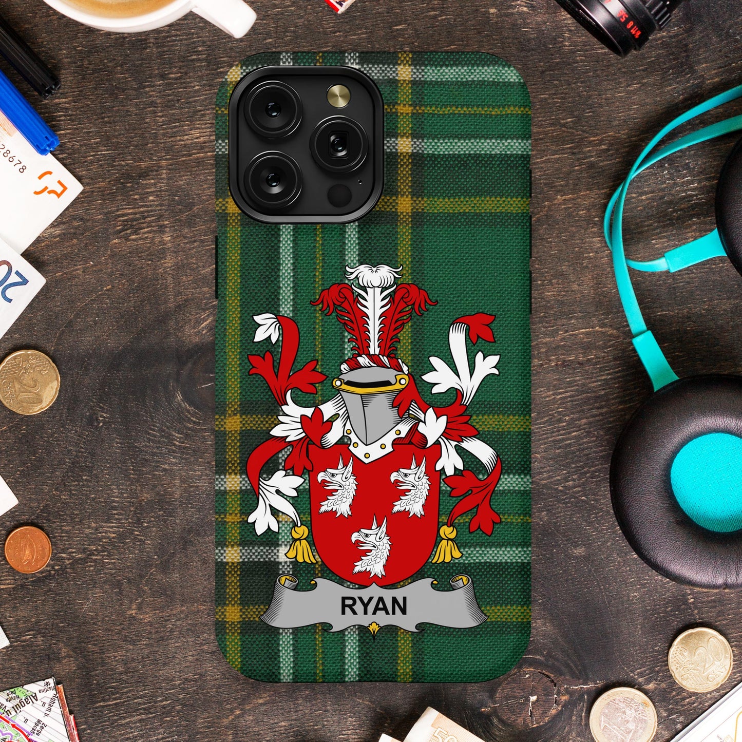 Ryan Irish Surname Family Crest Cell phone cover - Celtic Ancestry Gifts