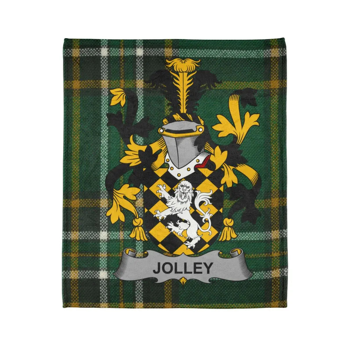 Jolley Family Crest Green and Yellow Blanket product