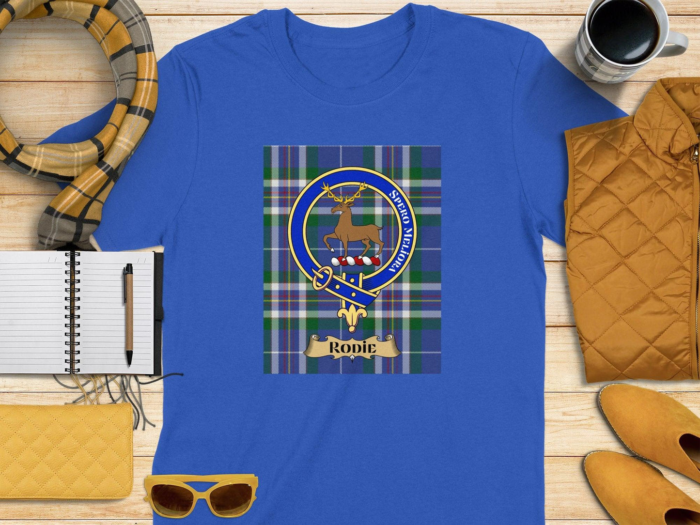 Rodie Clan Crest Scottish Tartan T-Shirt - Celtic Ancestry Gifts