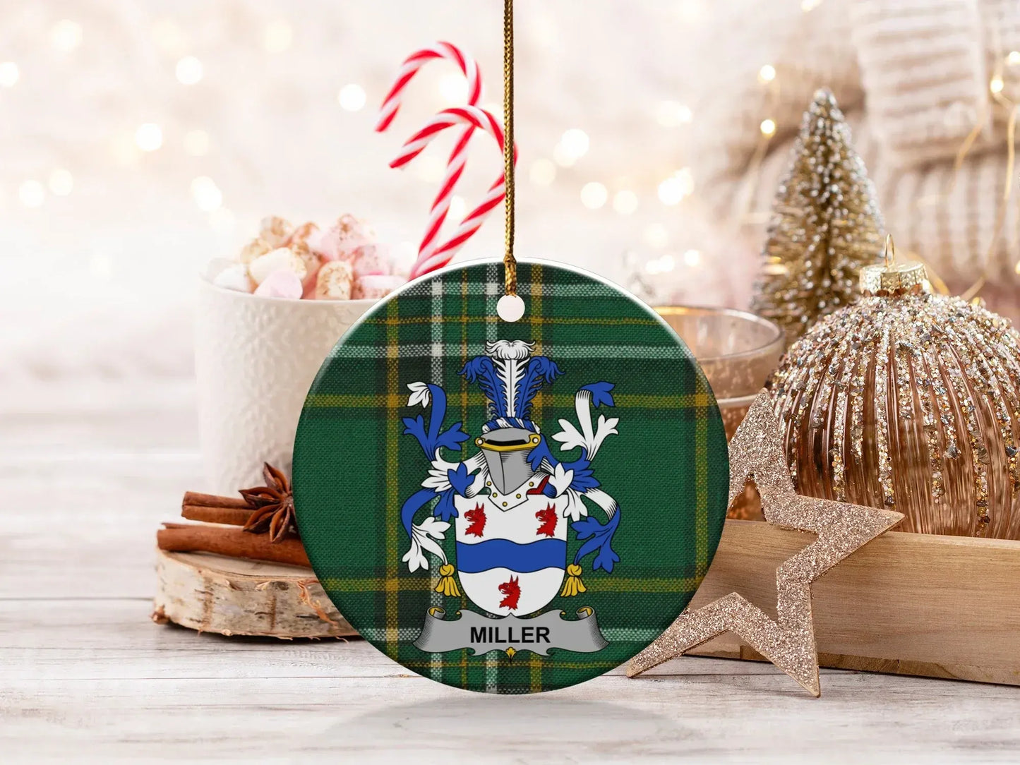 Personalized Family Crest Ceramic Christmas Ornament product type