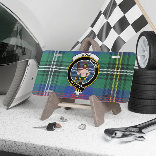 Wood Defender Plaid Clan Crest License Plate product