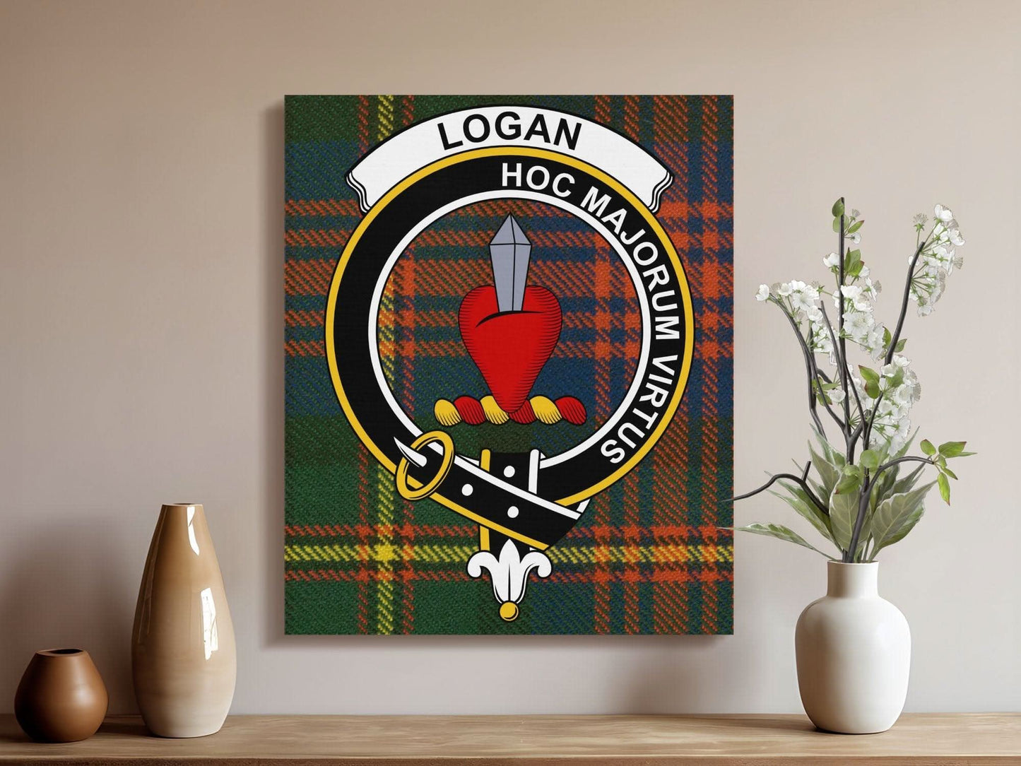 Logan Scottish Clan Crest Tartan Poster Canvas Wrap - Celtic Ancestry Gifts