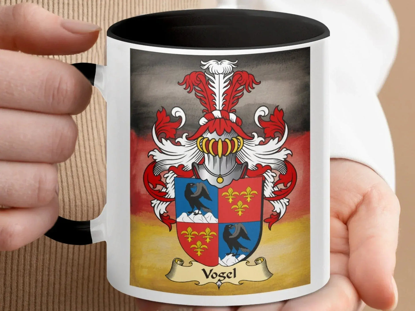 Vogel Family Crest Coat of Arms Ceramic Mug product