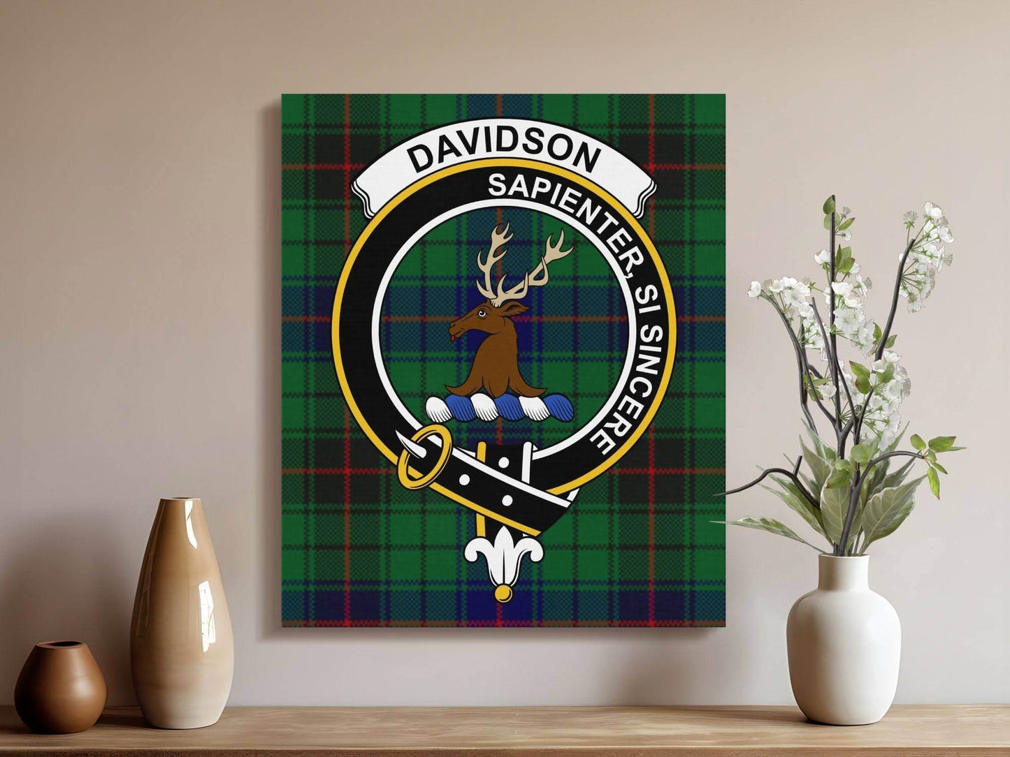Davidson Scottish Tartan Crest Canvas - Celtic Ancestry Gifts