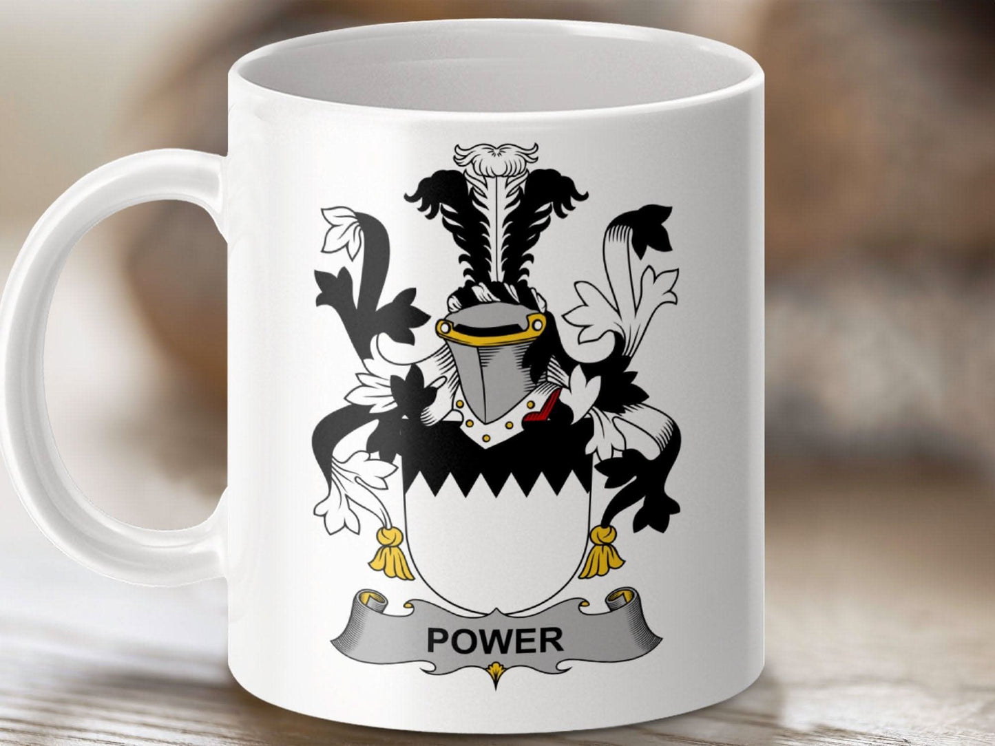 Power Family Crest with Coat of Arms Mug - Celtic Ancestry Gifts
