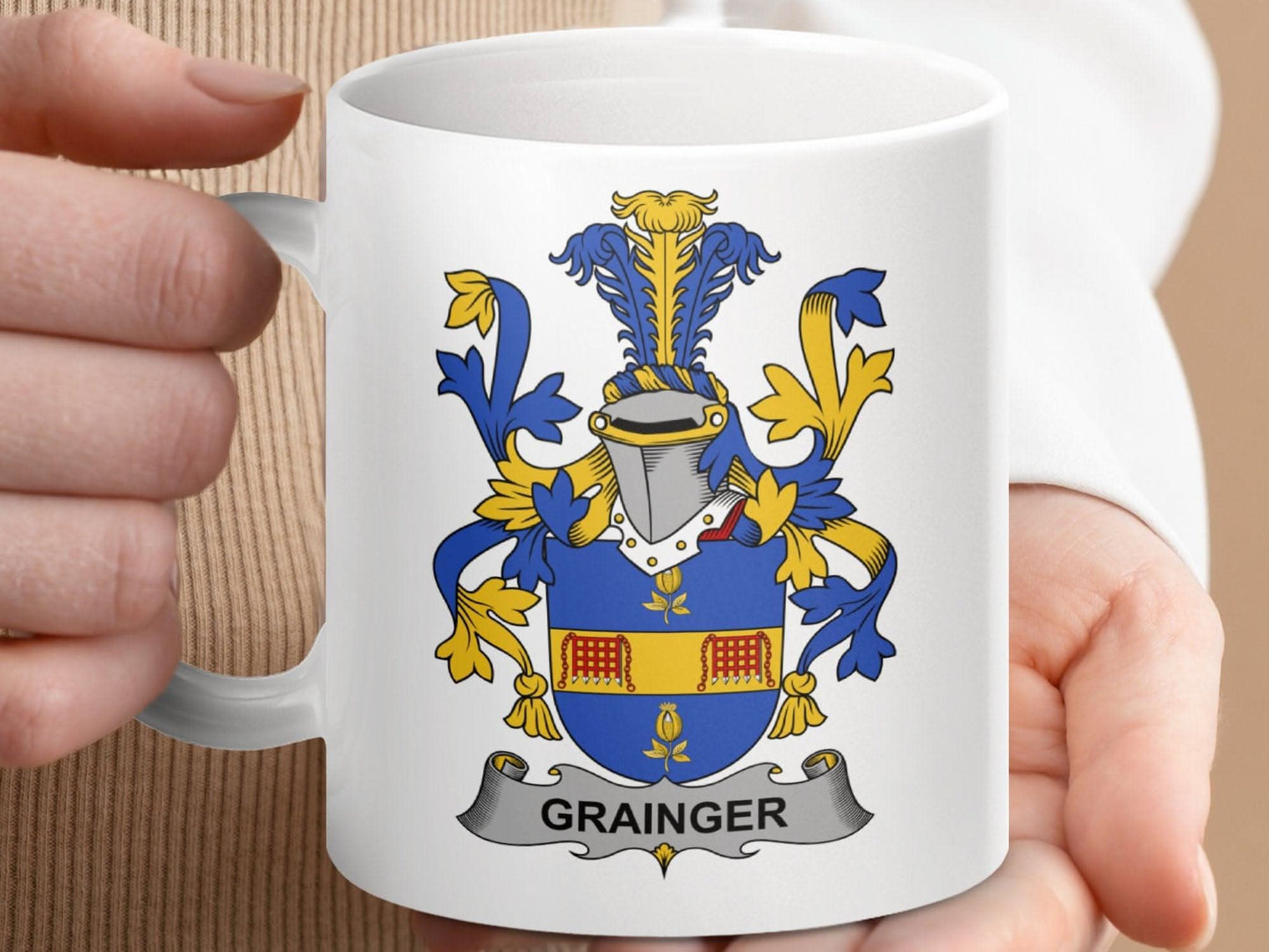 Grainger Surname Irish Family Crest Mug - Celtic Ancestry Gifts