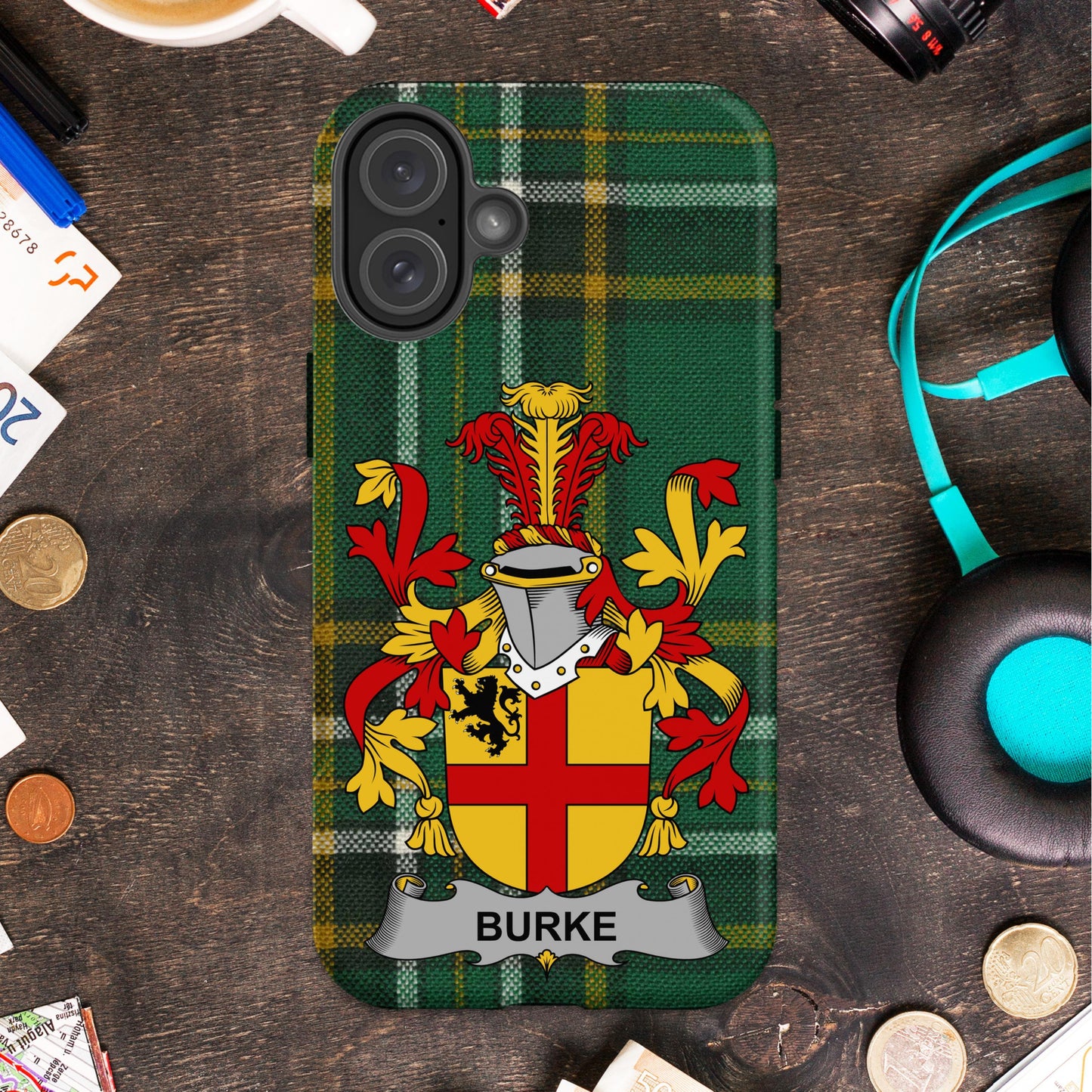 Burke Family Crest Heritage Emblem Cell phone cover - Celtic Ancestry Gifts