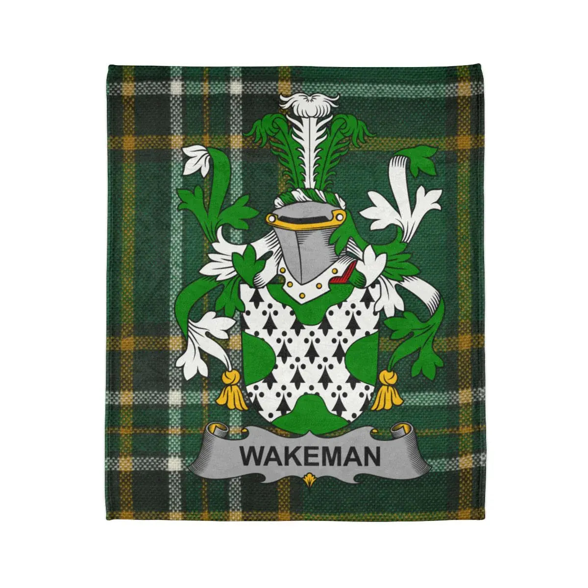 Wakeman Family Crest Green Plaid Tartan Blanket product