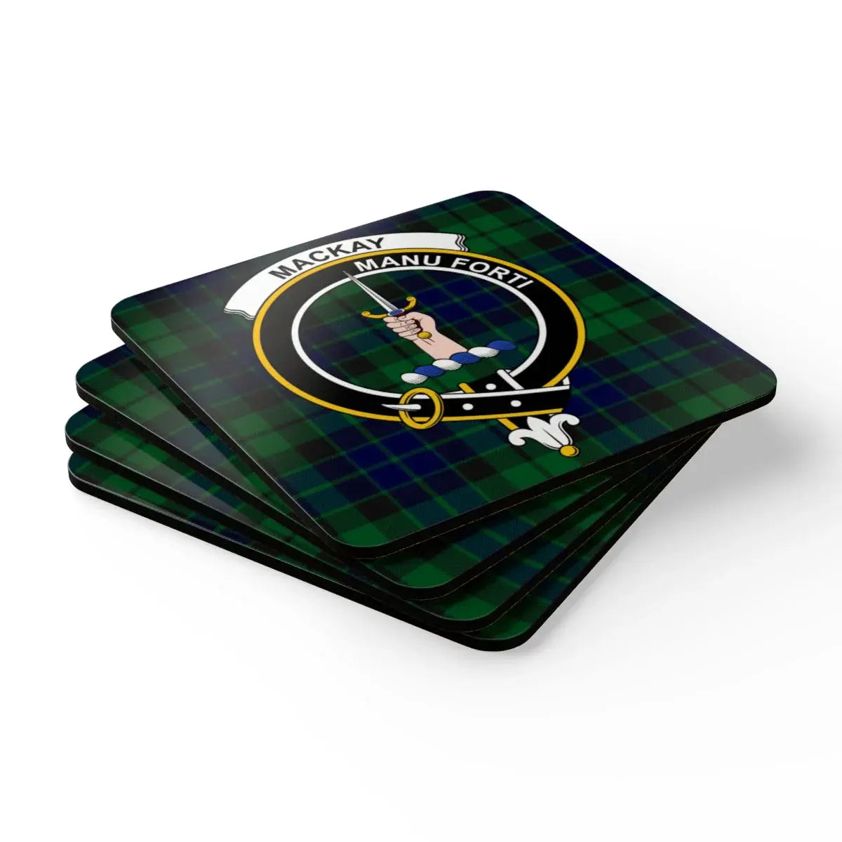 Mackay Manu Forti Clan Crest Tartan Coaster product type
