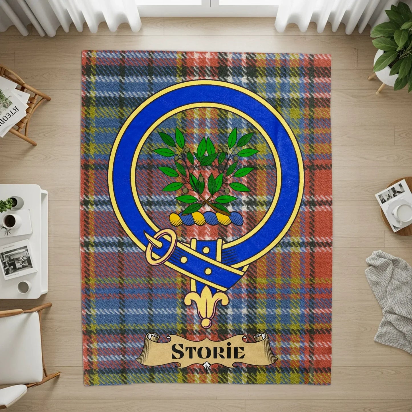 Scottish Clan Storie Tartan Crest Design Rug product